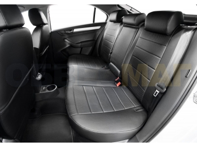 Чехлы на сидения Rival, задняя спинка 40/60, рисунок строчка для Skoda Rapid 2020-2021