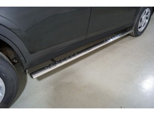 Пороги овальные с проступью 75х42 мм для Haval Dargo 2.0 2022 – н.в. HAVDAR22-20
